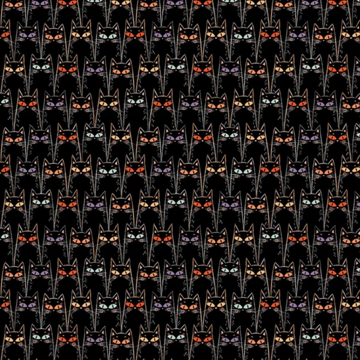 Black Cats Starlight Spooks Elena Amo Paintbrush Studio Fabric 100% Quilters Cotton Fabric Fetish