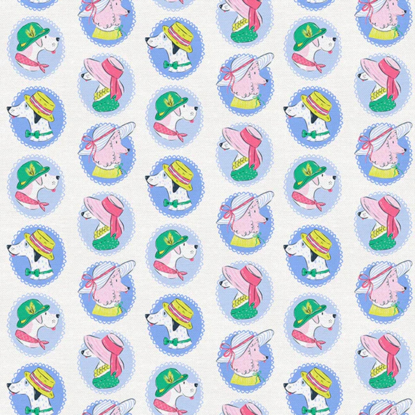Derby Dogs White Country Club Canines Krissy Mast Paintbrush Studio Fabric 100% Quilters Cotton Fabric Fetish
