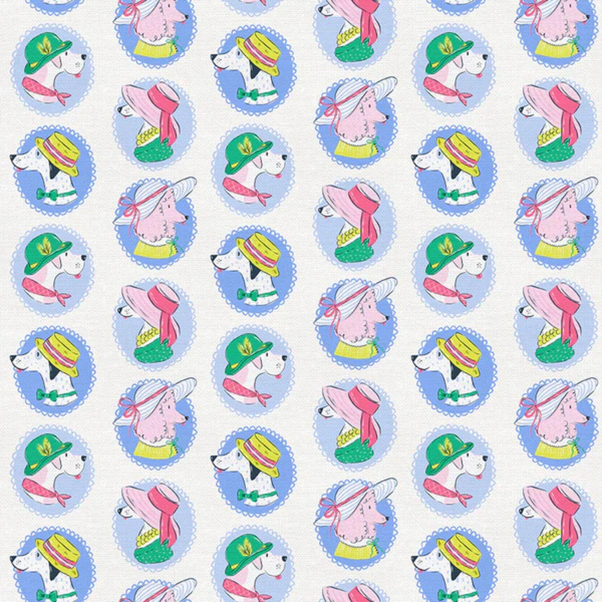 Derby Dogs White Country Club Canines Krissy Mast Paintbrush Studio Fabric 100% Quilters Cotton Fabric Fetish