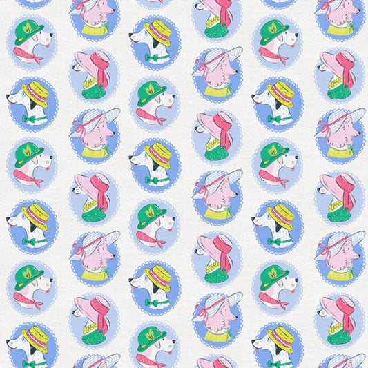 Derby Dogs White Country Club Canines Krissy Mast Paintbrush Studio Fabric 100% Quilters Cotton Fabric Fetish