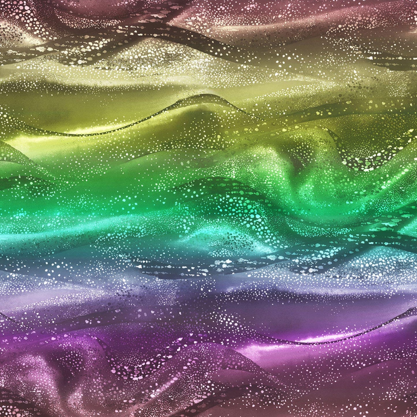 Rainbow Brown/Olive Pacifica Rainbow Freckles & Lollie 100% Quilters Cotton Fabric Fetish