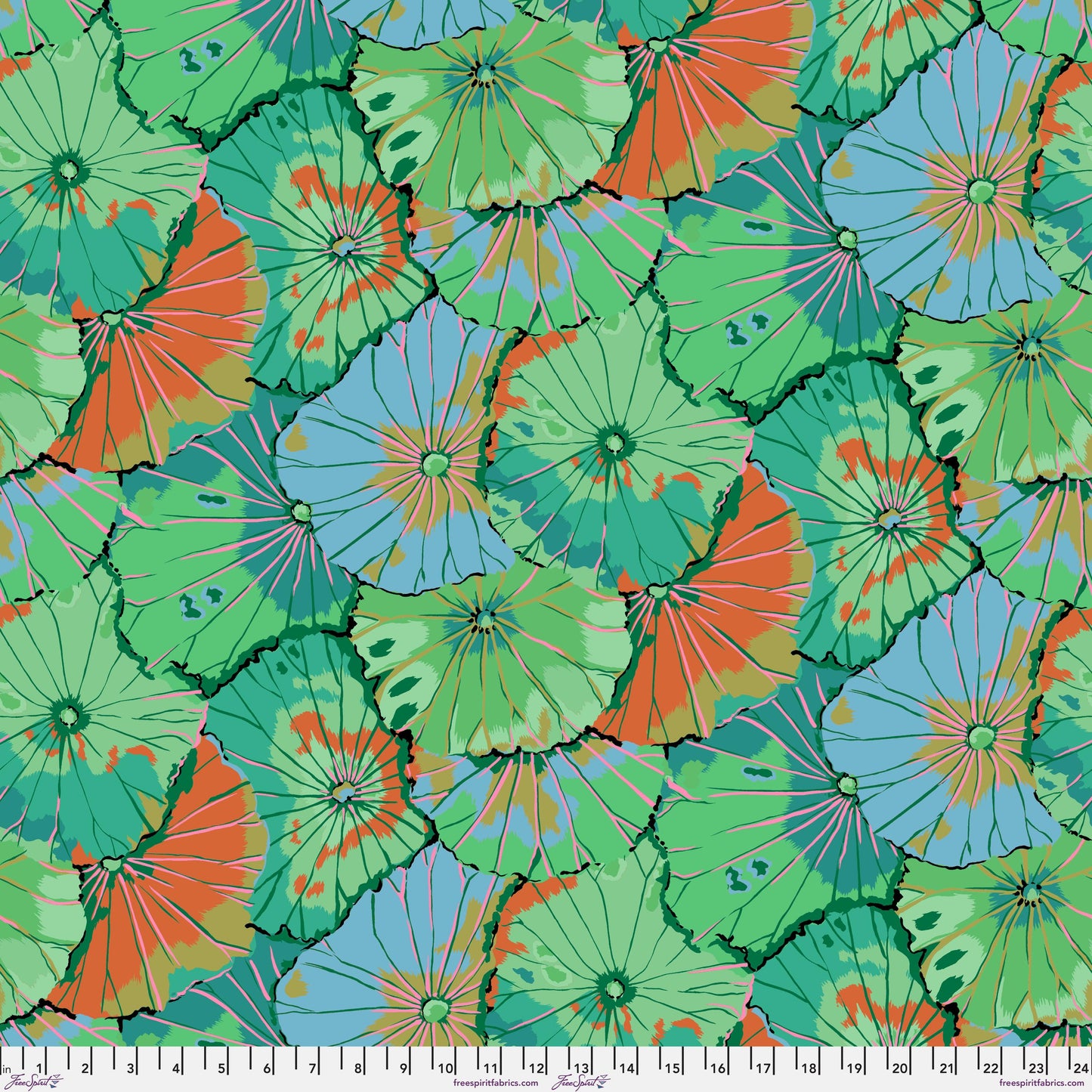 Lotus Leaf Emerald Kaffe Fassett Collective August 2024 PWGP029 EMERALD 100% Quilters Cotton Fabric Fetish