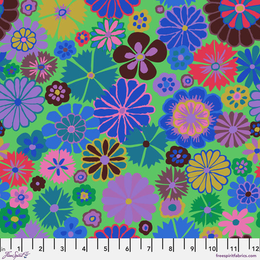 Folk Flower Blue Kaffe Fassett Collective August 2024 PWGP204 BLUE 100% Quilters Cotton Fabric Fetish