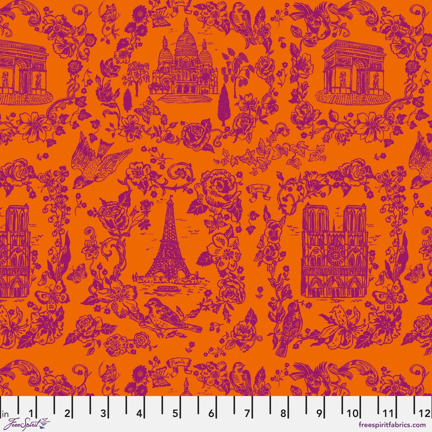 Sightseeing Tonal Orange A Spring in Paris Nathalie Lete Anna Maria Horner Conservatory 100% Quilters Cotton PWNL043 ORANGE Fabric Fetish