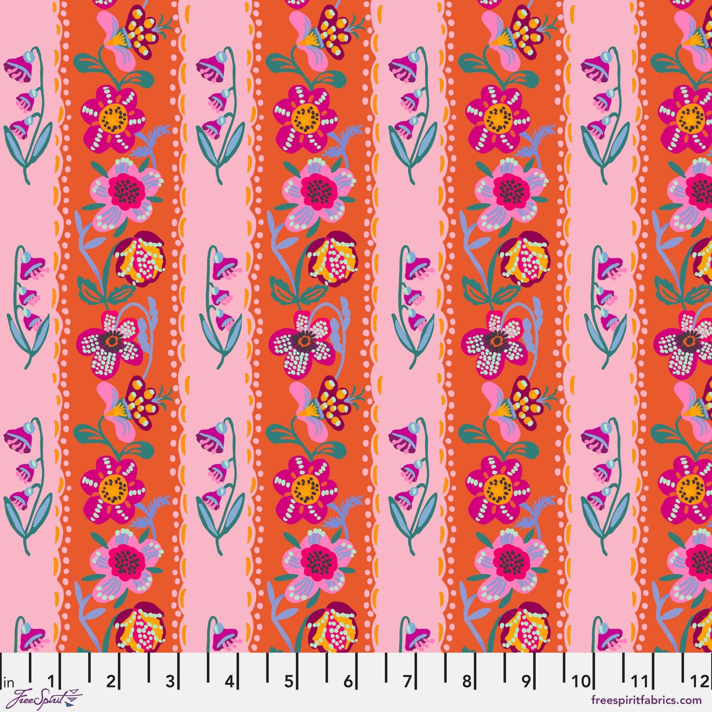 Wallpaper Tangerine A Spring in Paris Nathalie Lete Anna Maria Horner Conservatory 100% Quilters Cotton PWNL047 TANGERINE Fabric Fetish