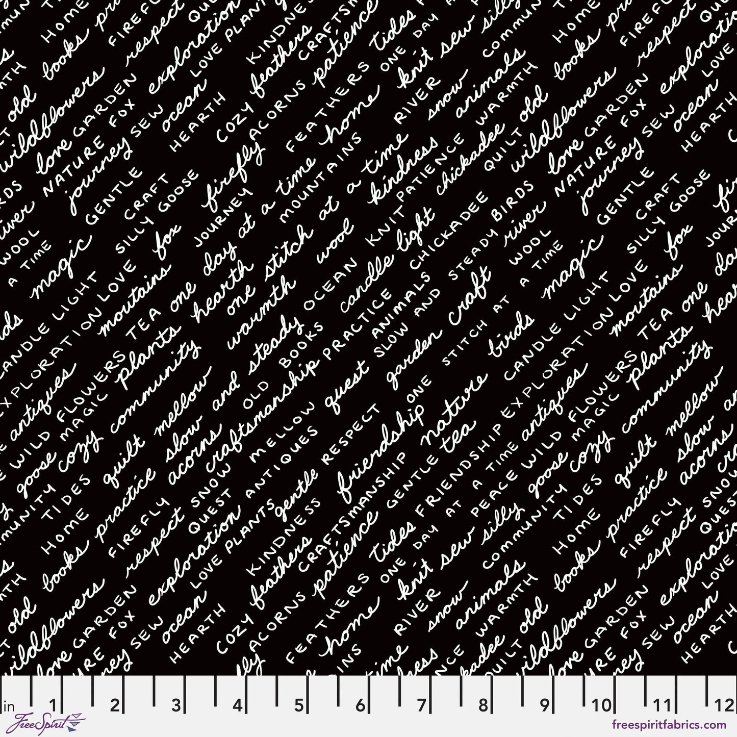 Favorite Things Black Writing on the Wall Rachel Hauer 100% Quilters Cotton PWRH999 BLACK Fabric Fetish
