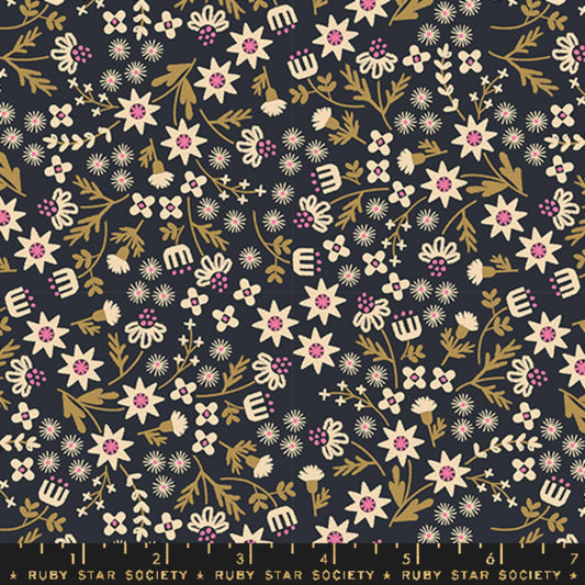 Ditsy Garden Soft Black Favorite Flowers Melody Miller Ruby Star Society Fabric Moda 100% Quilters Cotton Fabric Fetish