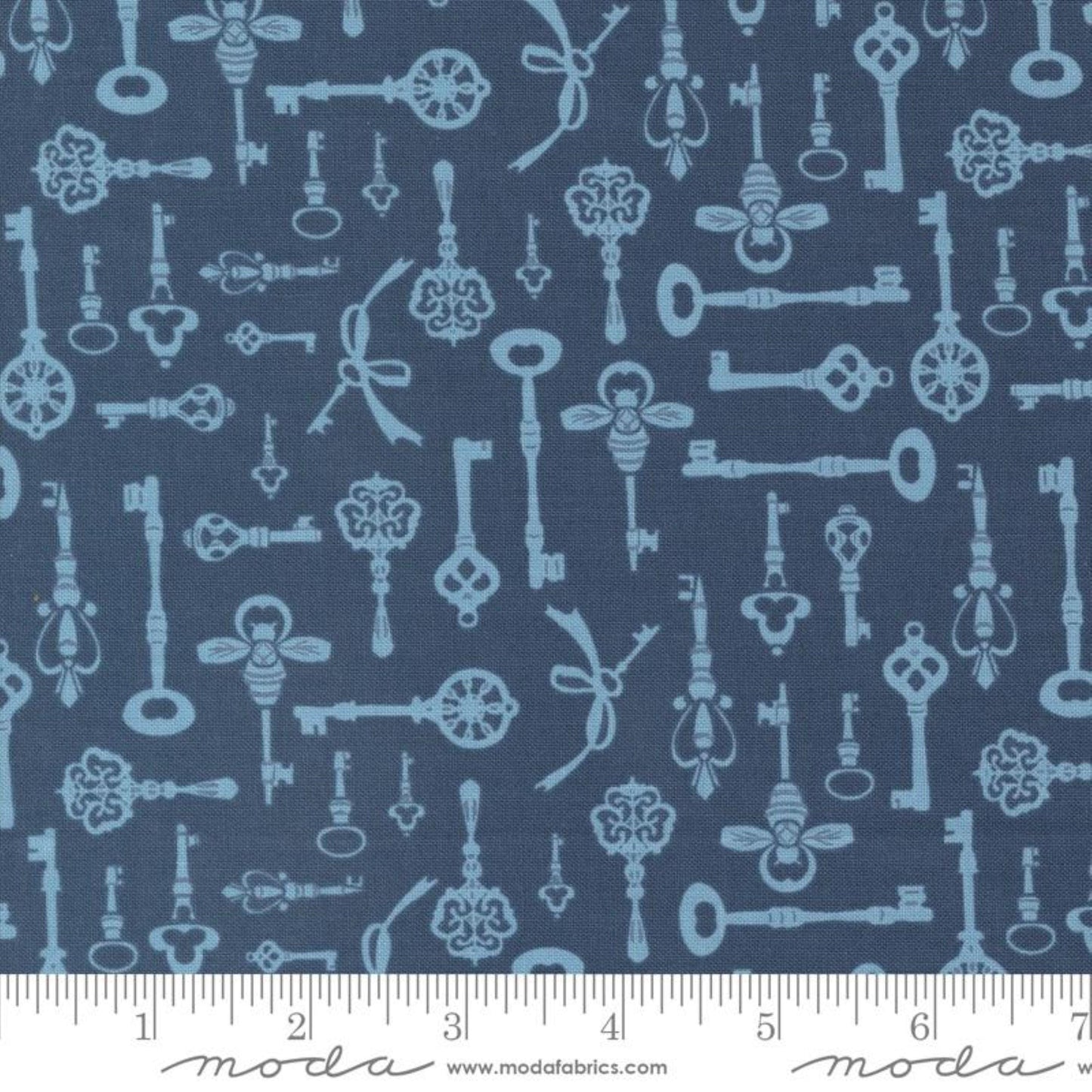 Keys Indigo Enchantment Sweetfire Road Moda Fabric Fetish