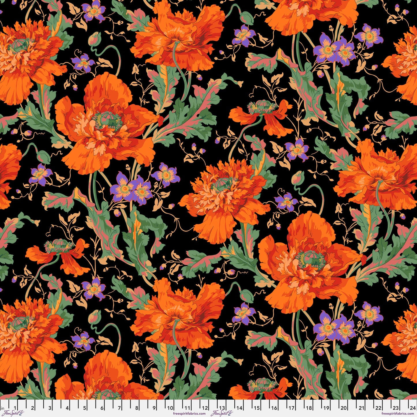Papaver Orange Philip Jacobs Kaffe Fassett Collective August 2024 FreeSpirit Fabric PWPJ127 100% Quilters Cotton Fabric Fetish