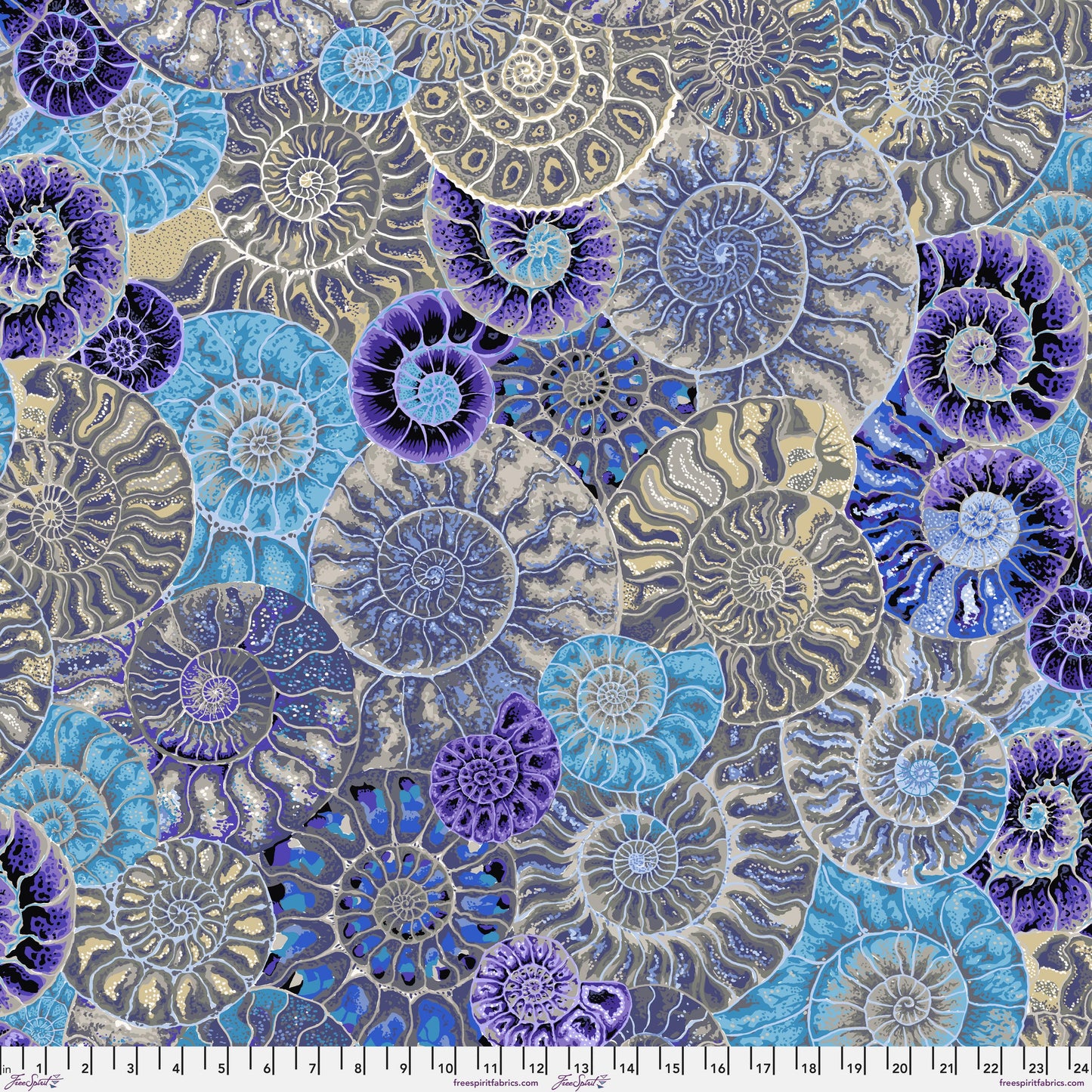 Ammonites Blue Philip Jacobs Kaffe Fassett Collective August 2024 FreeSpirit Fabric PWPJ128 BLUE 100% Quilters Cotton Fabric Fetish