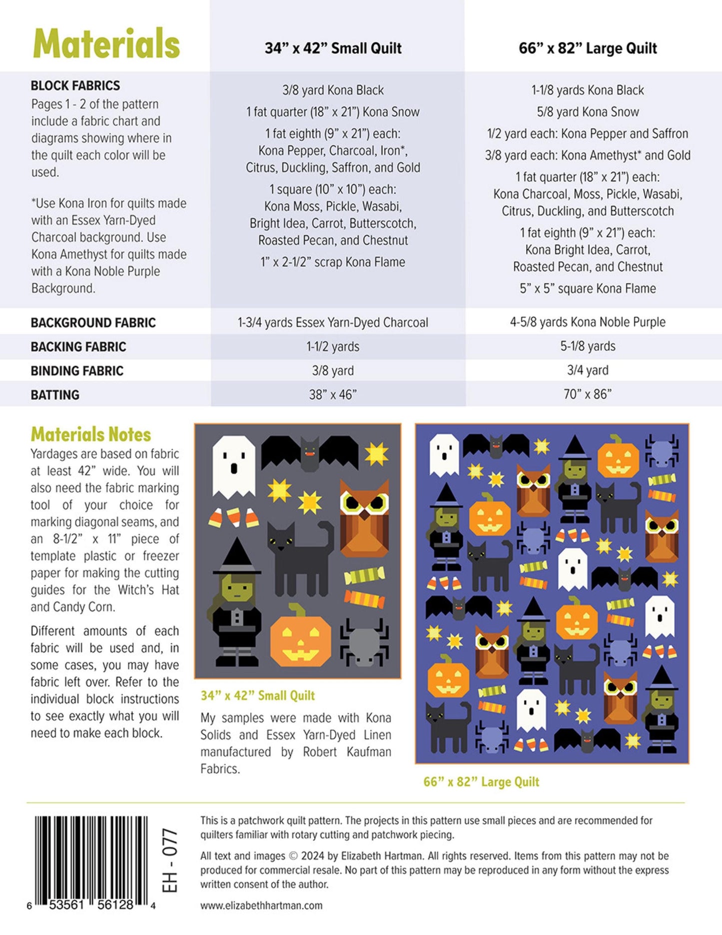Happy Halloween Quilt Pattern - Elizabeth Hartman - 2 Sizes