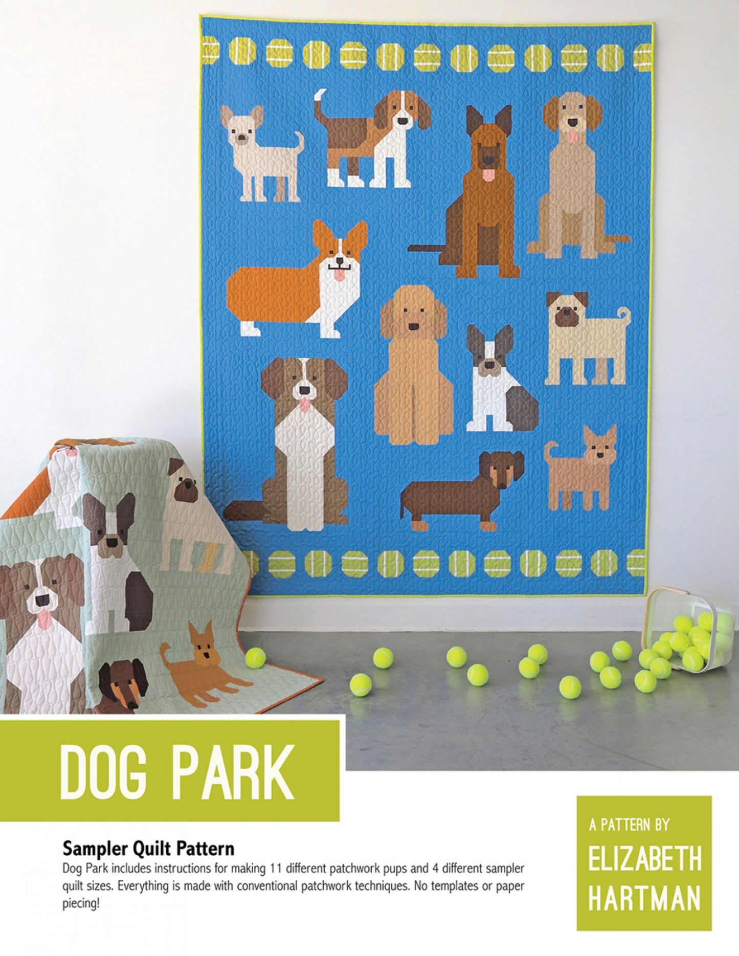 Dog Park Quilt Pattern - Elizabeth Hartman - 4 Sizes
