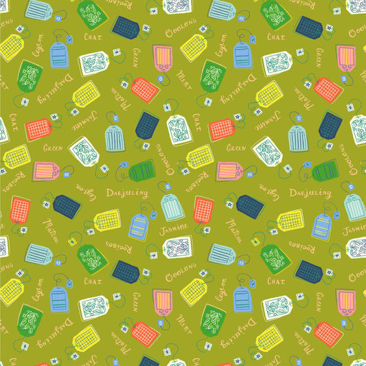 Take Your Pick Macha Tea Cup Kelly Angelovic Windham Fabrics Quilters Cotton Fabric Fetish