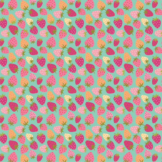 Strawberry Pie Teal Calico Cowgirls Lori Woods Poppie Cotton Fabric 100% Quilters Cotton Fabric Fetish