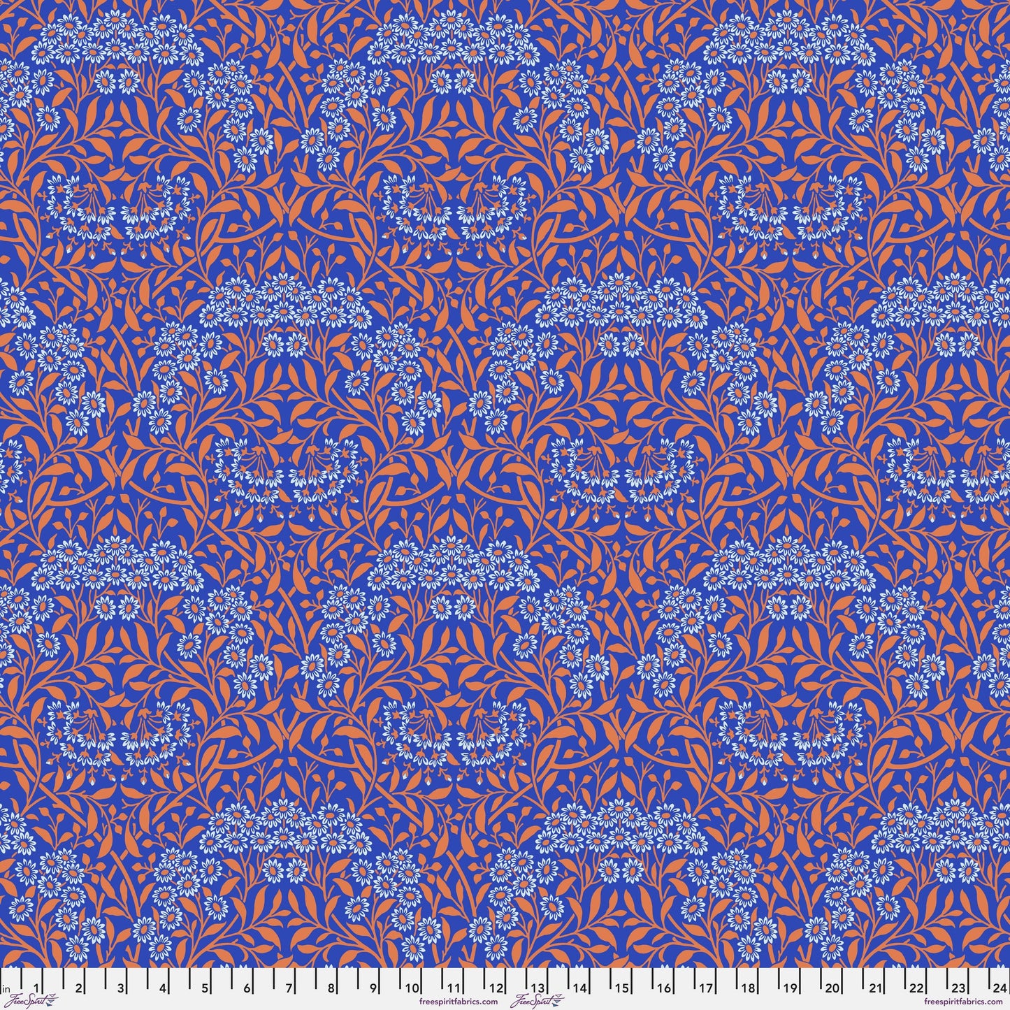 Michaelmas Daisy Cobalt PWKW007.COBALT Kaffe x Morris and Co. The Original Morris & Co Freespirit Fabrics Fabric Fetish