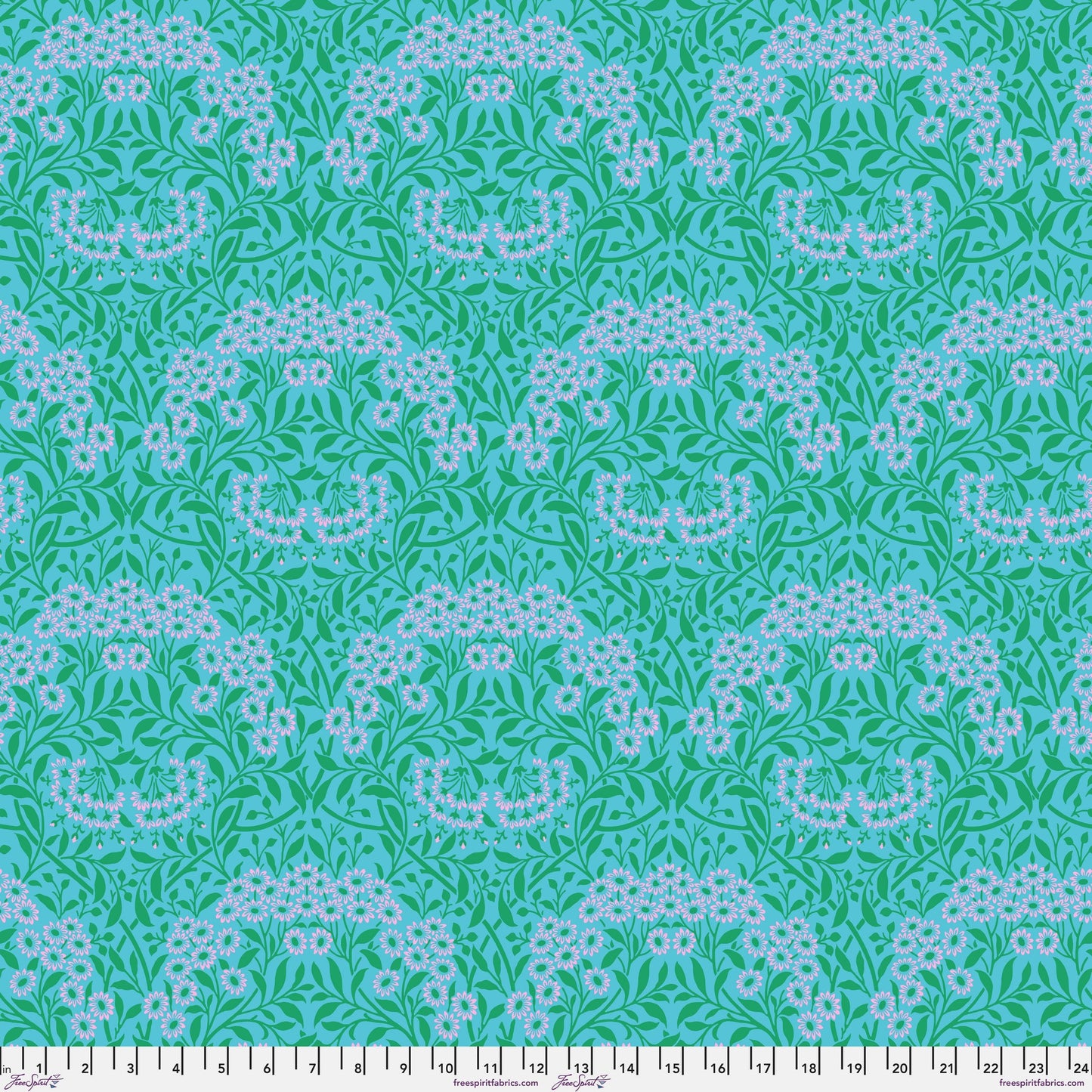 Michaelmas Daisy Aqua PWKW007.AQUA Kaffe x Morris and Co. The Original Morris & Co Freespirit Fabrics Fabric Fetish