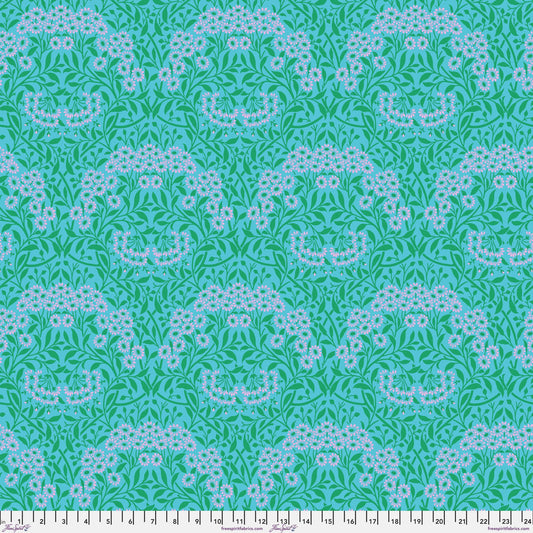Michaelmas Daisy Aqua PWKW007.AQUA Kaffe x Morris and Co. The Original Morris & Co Freespirit Fabrics Fabric Fetish