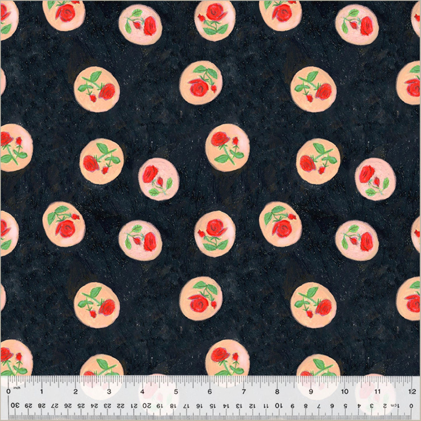 Cameo Night Rose Heather Ross By Hand Windham Fabrics Quilters Cotton Fabric Fetish
