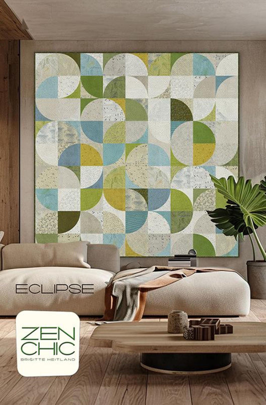 Eclipse Quilt Pattern - Zen Chic - Moda Fabric - Shown with Fabric from Olive You