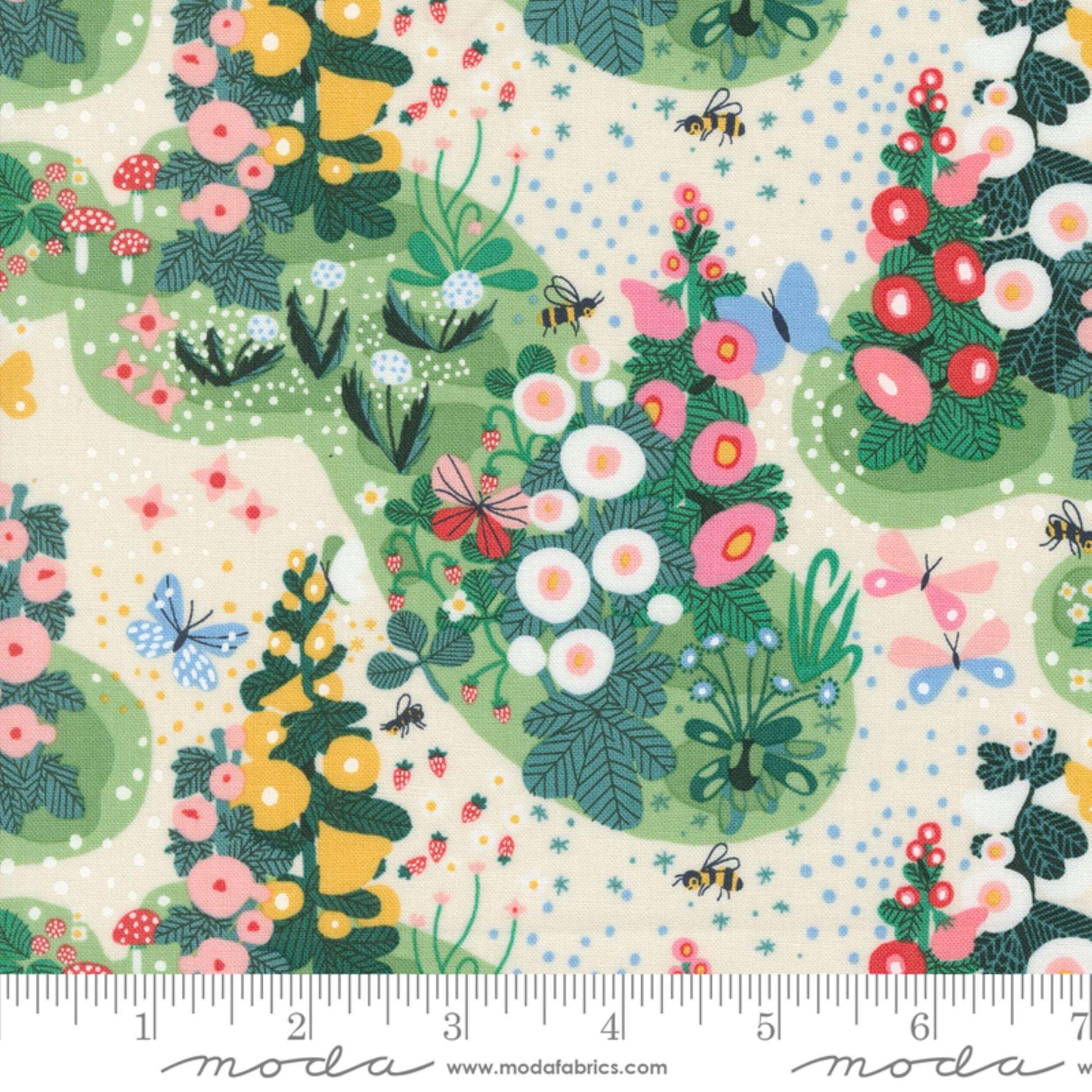 Fairy Garden Eggshell Love Letter Lizzy House Moda Fabric Fetish