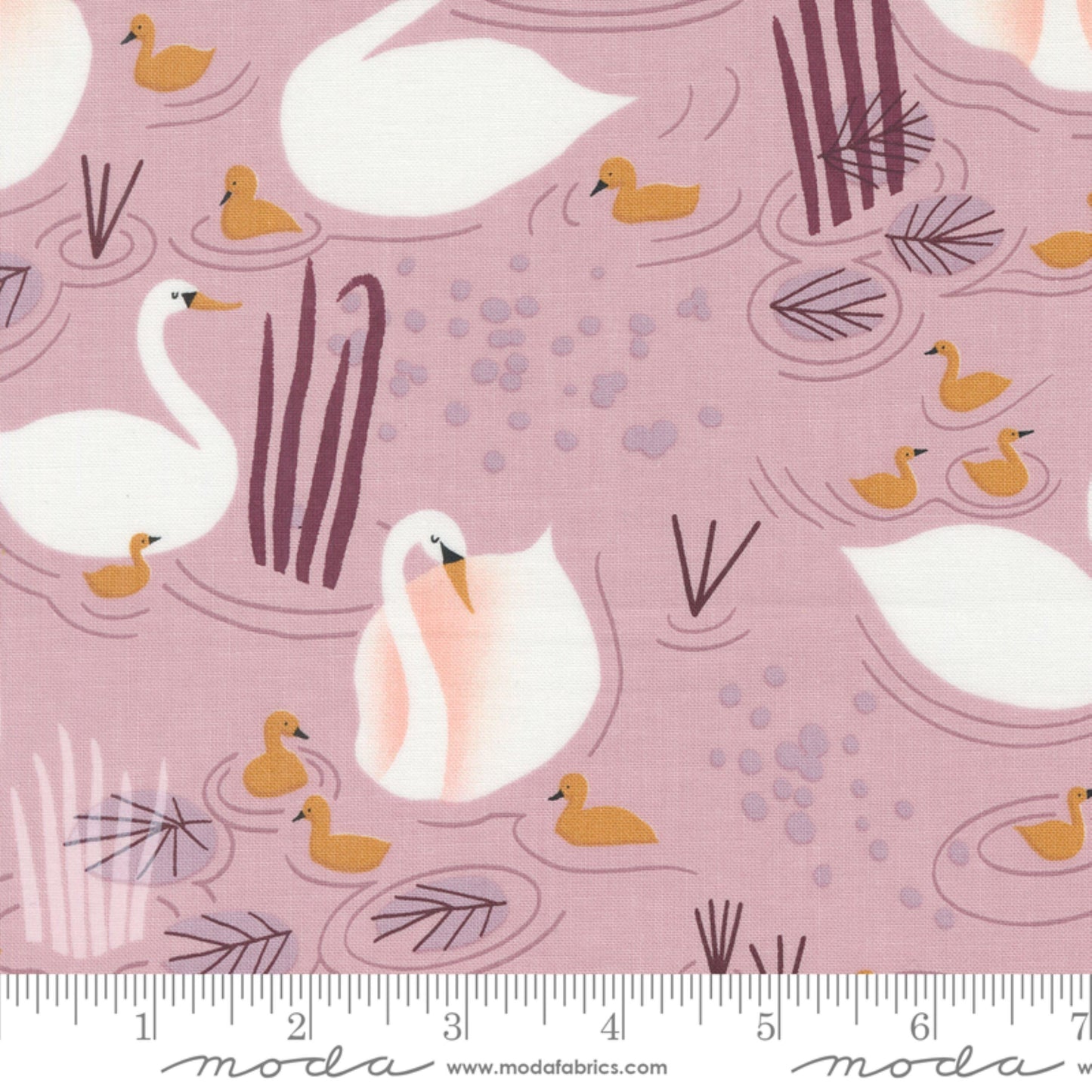 Little Swans Mauve Love Letter Lizzy House Moda Fabric Fetish