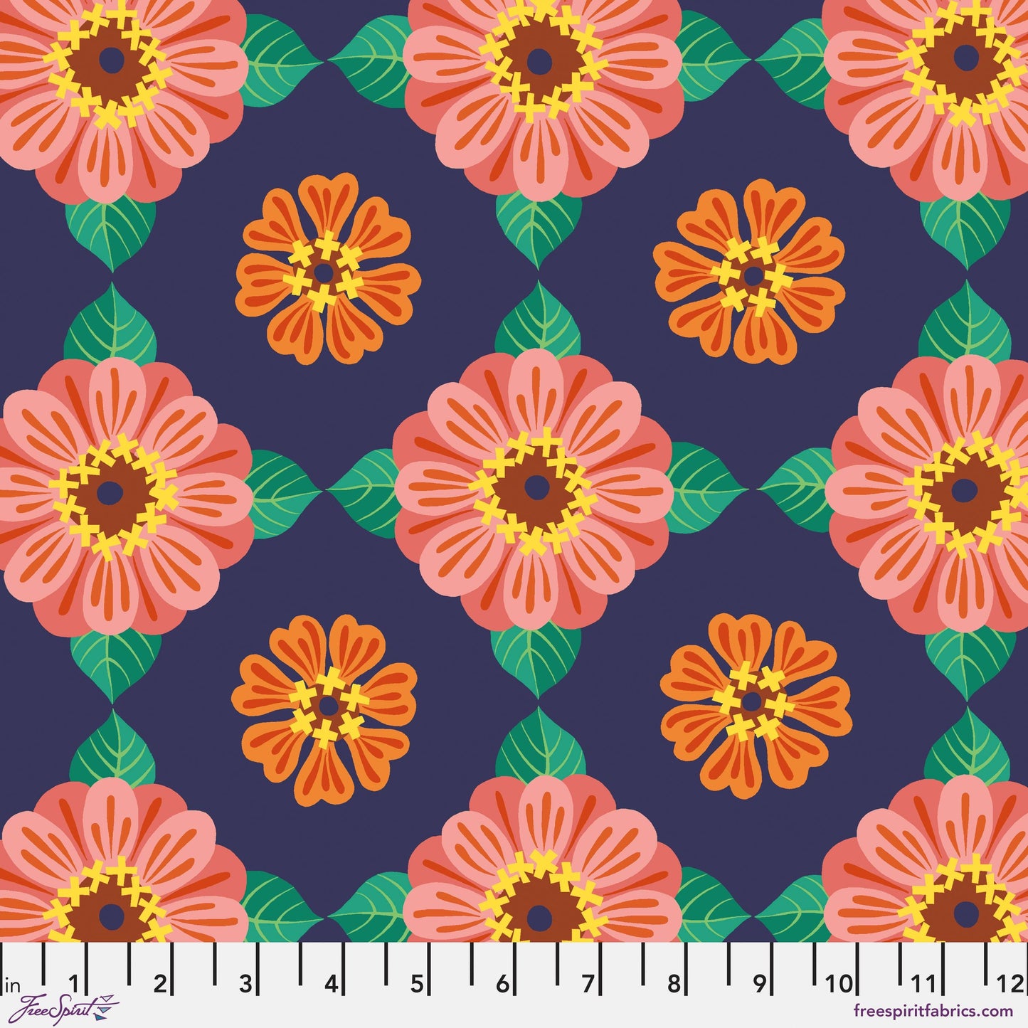 Zinnia Multi Flower Dance Jane Sassaman Freespirit Fabrics Fabric Fetish