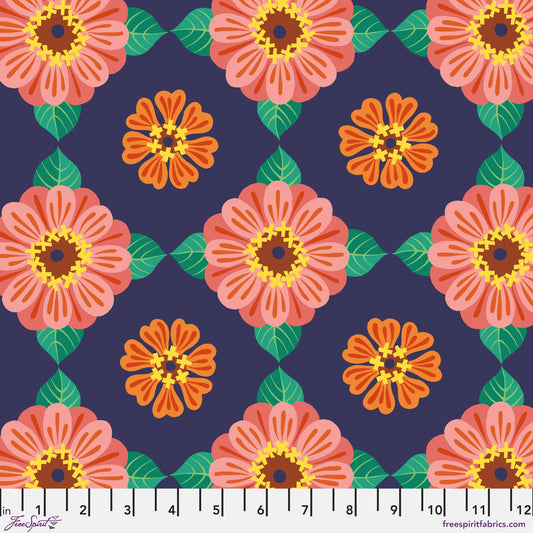 Zinnia Multi Flower Dance Jane Sassaman Freespirit Fabrics Fabric Fetish
