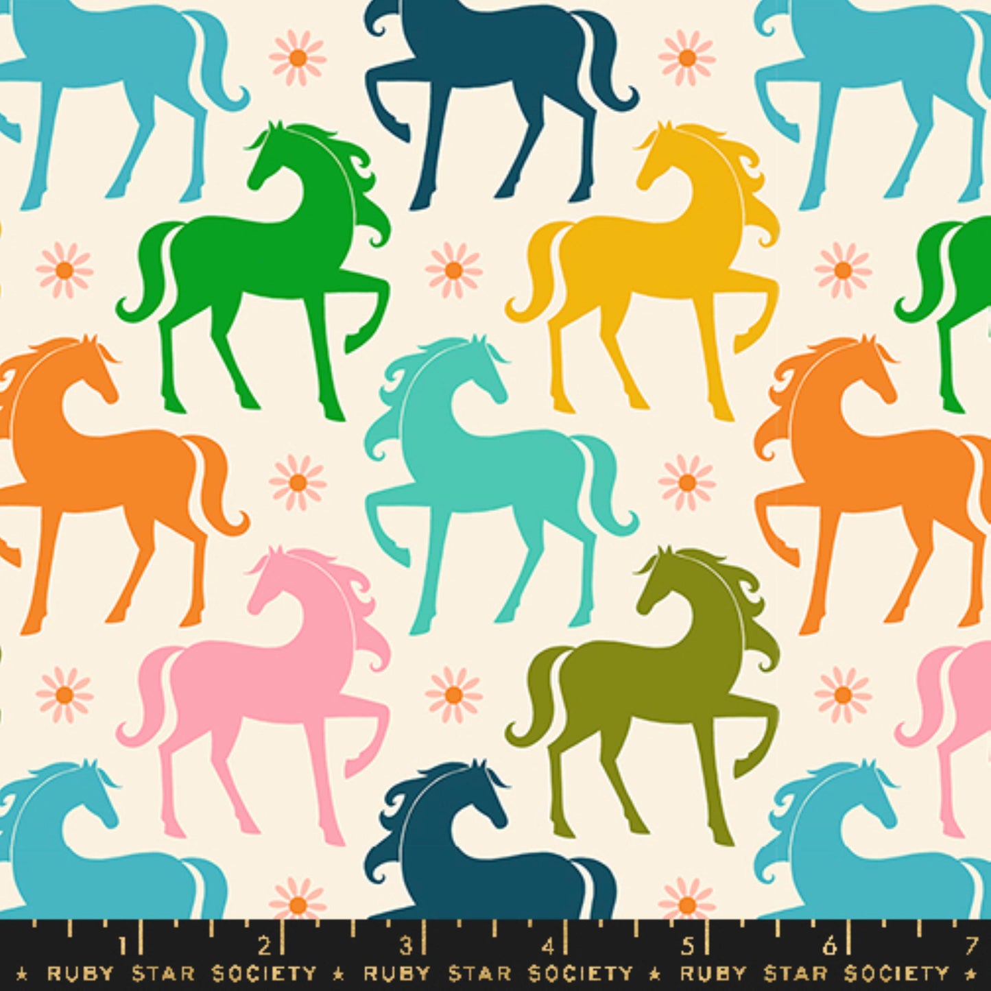Fancy Horse Natural Carousel Melody Miller Ruby Star Society Fabric Moda Fabric Fetish