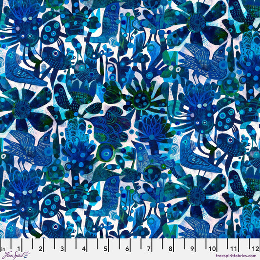 Blue Birds Ultramarine L'Heure Bleue Este MacLeod Freespirit Fabrics Fabric Fetish