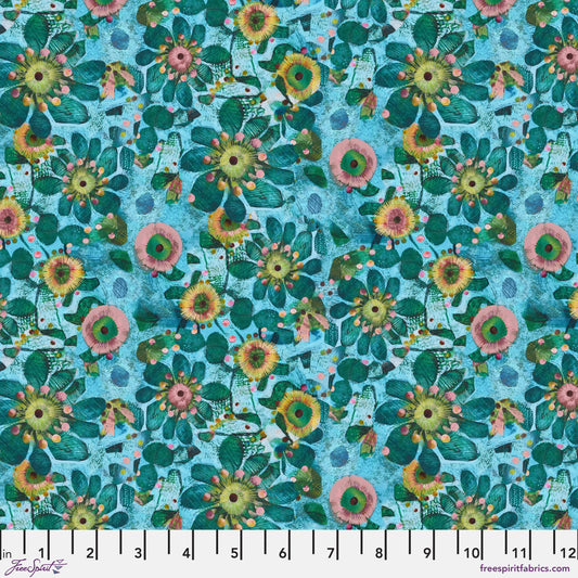 Fleur Turquoise L'Heure Bleue Este MacLeod Freespirit Fabrics Fabric Fetish