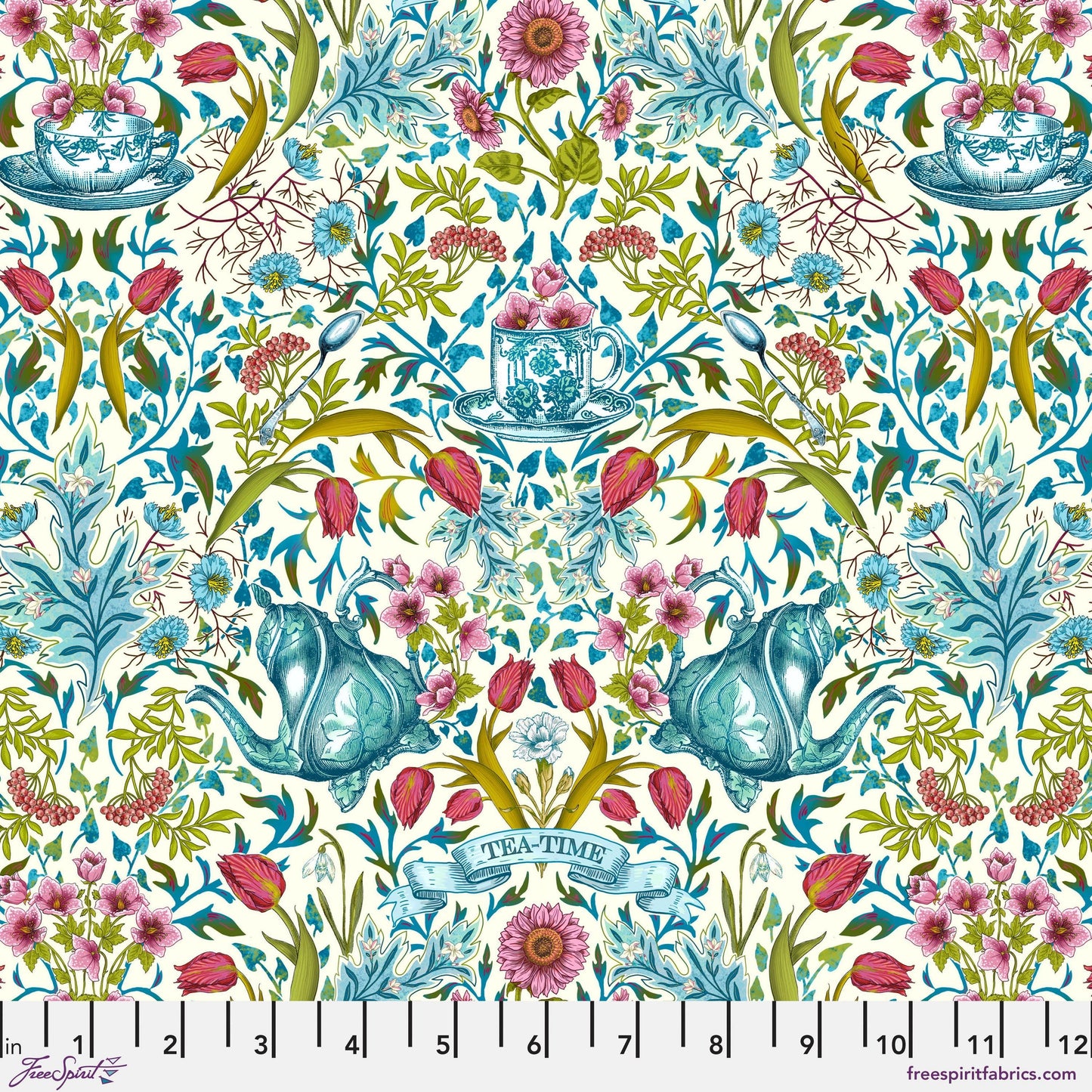 Tea Time Cream Language of Flowers Odile Bailloeul Fabric Fetish