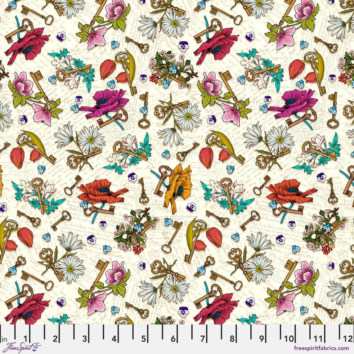 Keys to Secrets Cream Language of Flowers Odile Bailloeul Fabric Fetish