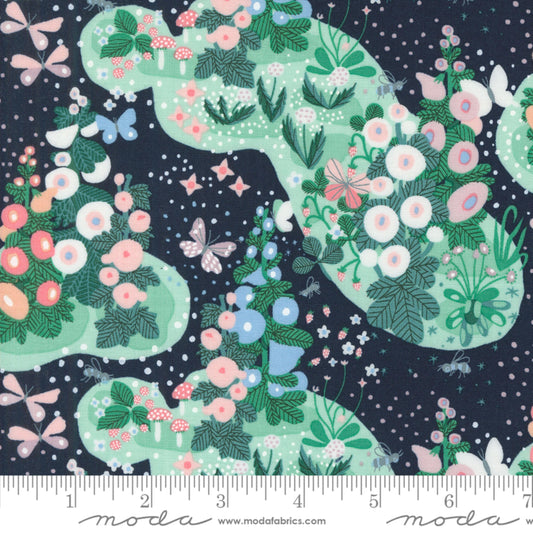 Fairy Garden Peacoat Love Letter Lizzy House Moda Fabric Fetish