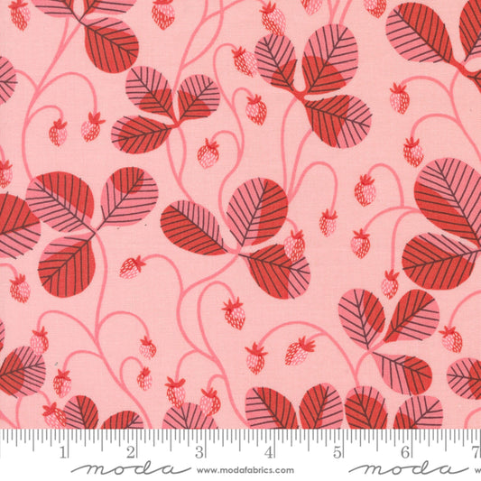 Virginia Strawberries Light Pink Love Letter Lizzy House Moda Fabric Fetish
