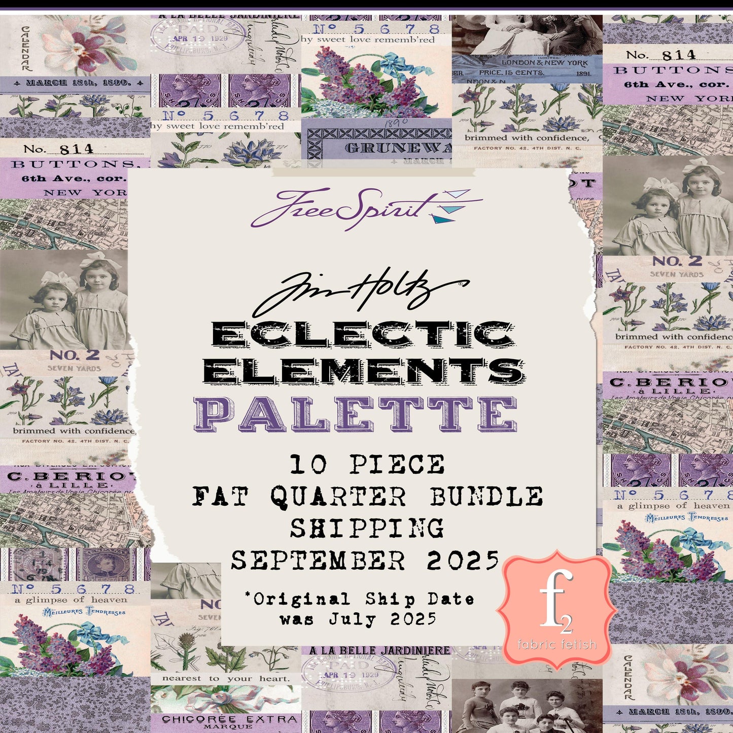 September - Palette Purple - 10pc Fat Quarter or Half Yard Bundles- Eclectic Elements - Tim Holtz - FreeSpirit Fabrics