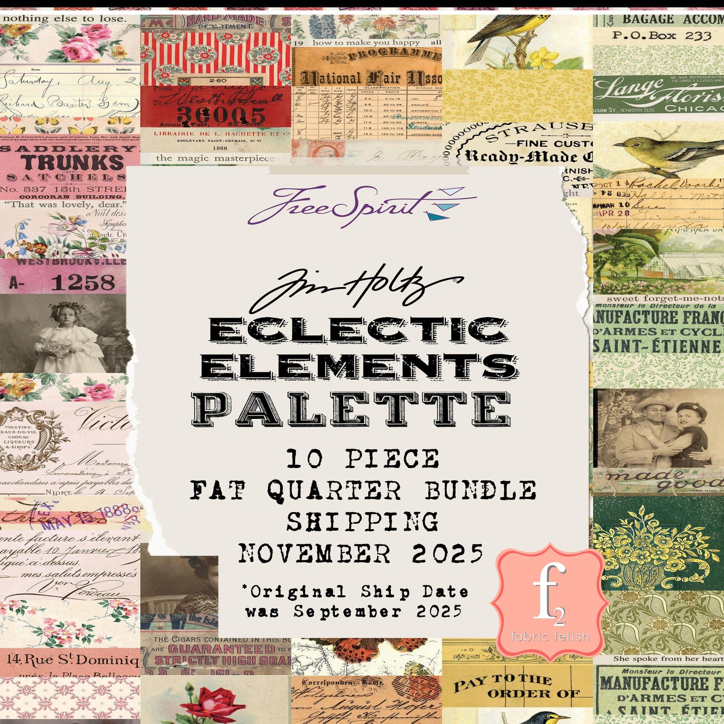 November - Palette Multi - 10pc Fat Quarter or Half Yard Bundles- Eclectic Elements - Tim Holtz - FreeSpirit Fabrics