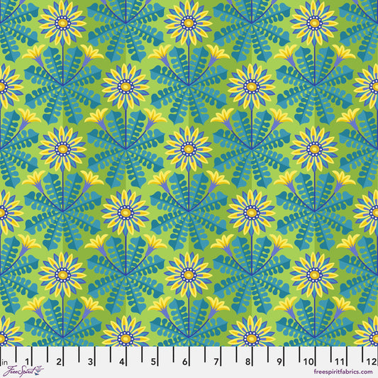 Gazania Turquoise Flower Dance Jane Sassaman Freespirit Fabrics Fabric Fetish