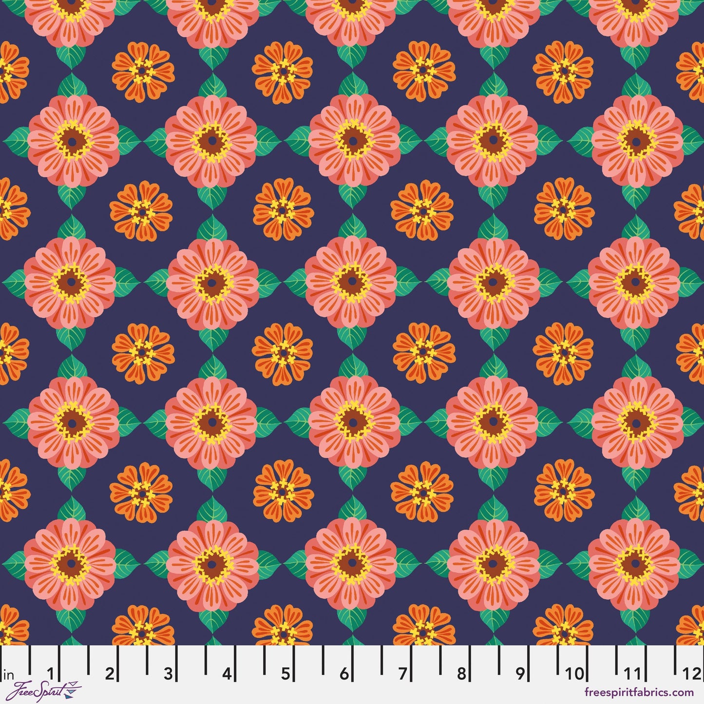 SM Zinnia Multi Flower Dance Jane Sassaman Freespirit Fabrics Fabric Fetish