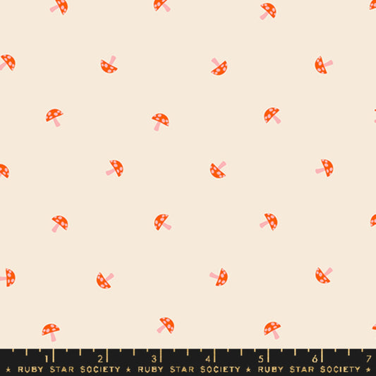 Tiny Mushrooms Natural Carousel Melody Miller Ruby Star Society Fabric Moda Fabric Fetish