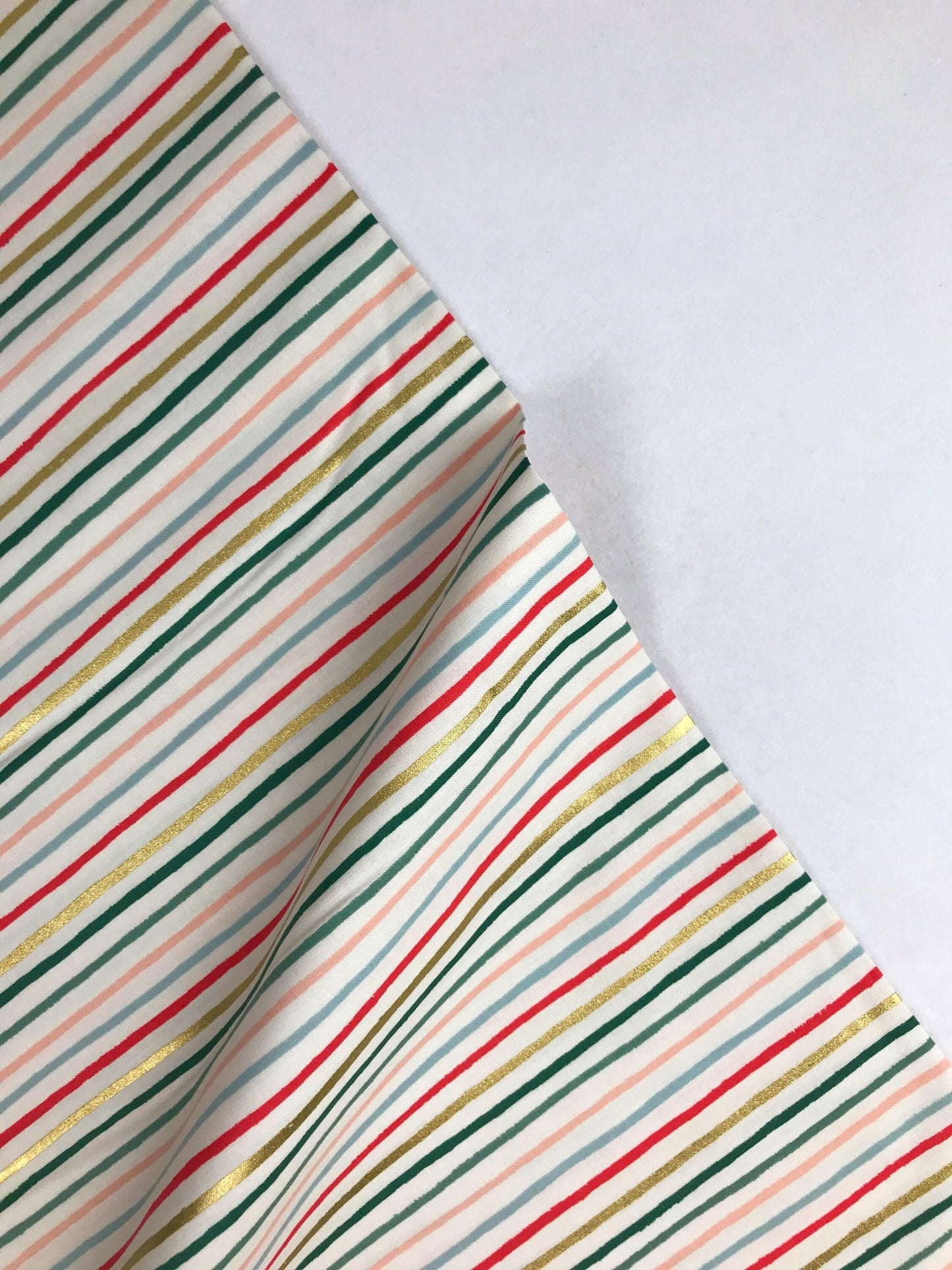 Festive Stripe METALLIC Holiday Classics Anna Bond Rifle Paper Co Basics Cotton + Steel Fabric Fetish