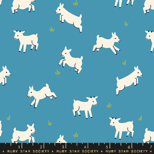 Baby Goats Vintage Blue Animal Animal Ruby Star Society and Moda Fabrics Fabric Fetish