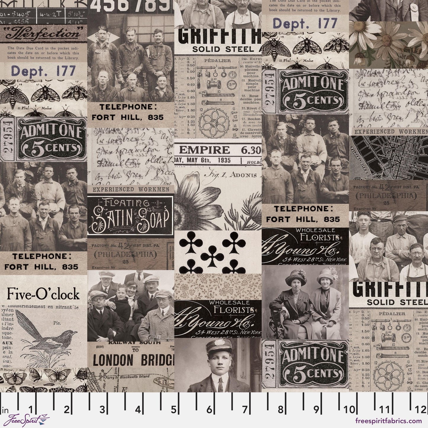 September - Palette Charcoal - 10pc Fat Quarter or Half Yard Bundles- Eclectic Elements - Tim Holtz - FreeSpirit Fabrics