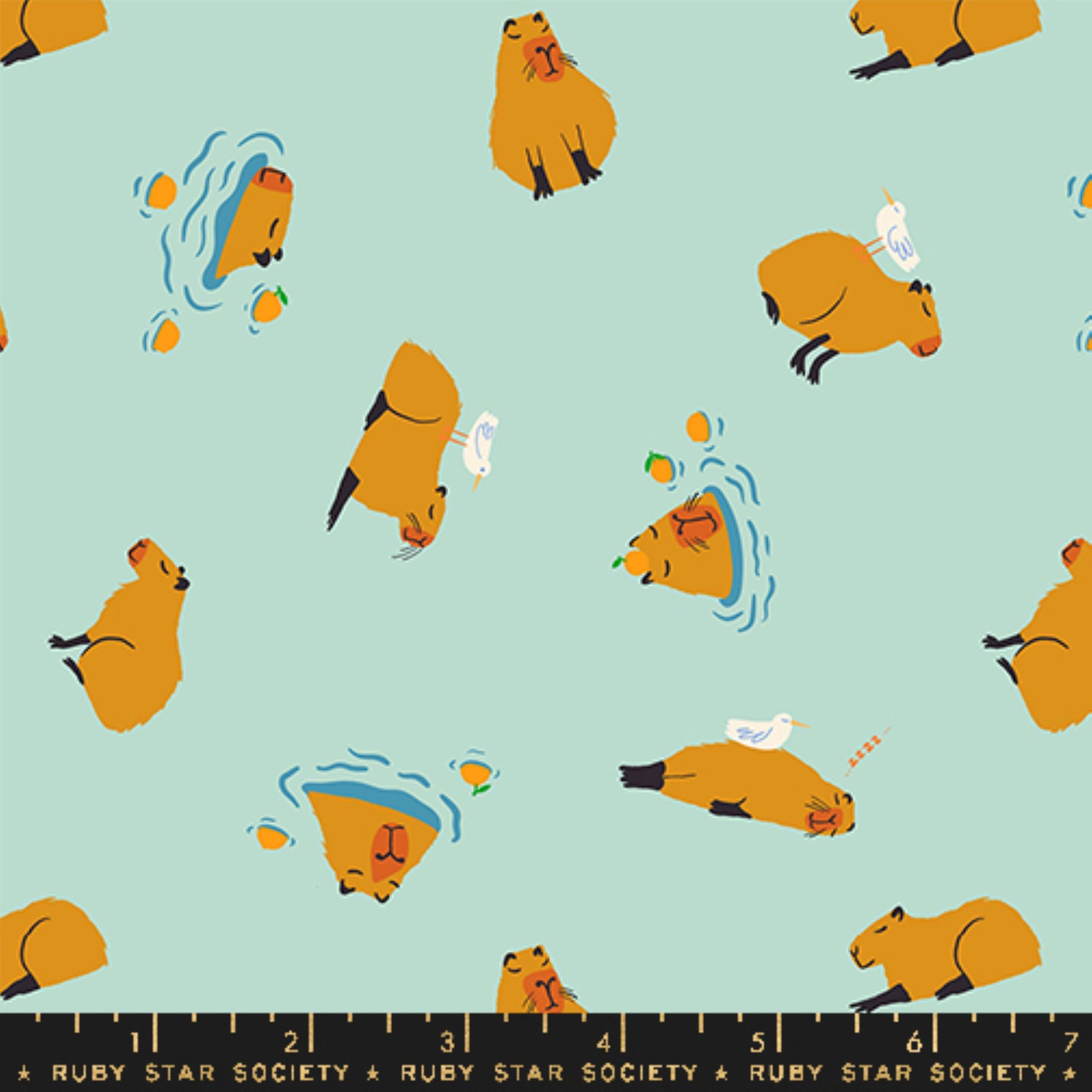 Capybara Minty Animal Animal Ruby Star Society and Moda Fabrics Fabric Fetish