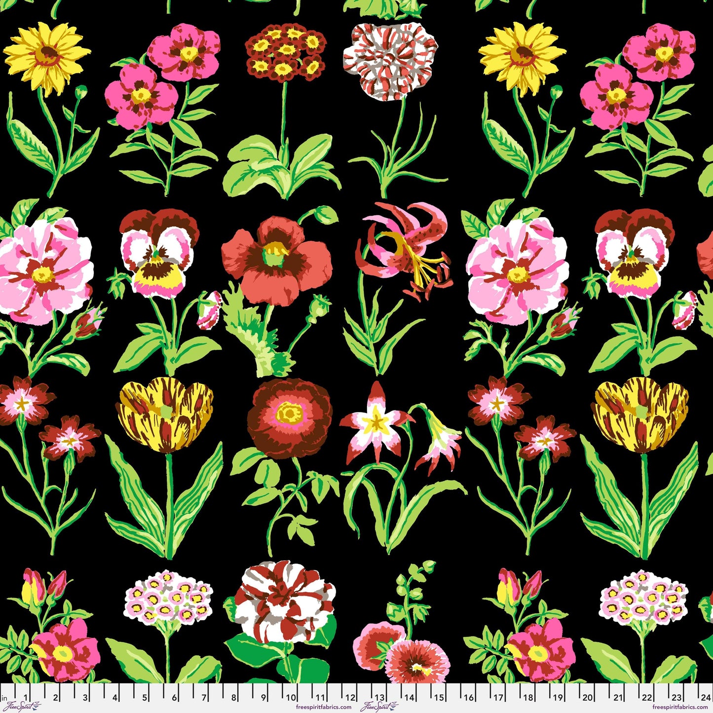 Flower Studies Black Kaffe Fassett Collective February 2025 Fabric Fetish