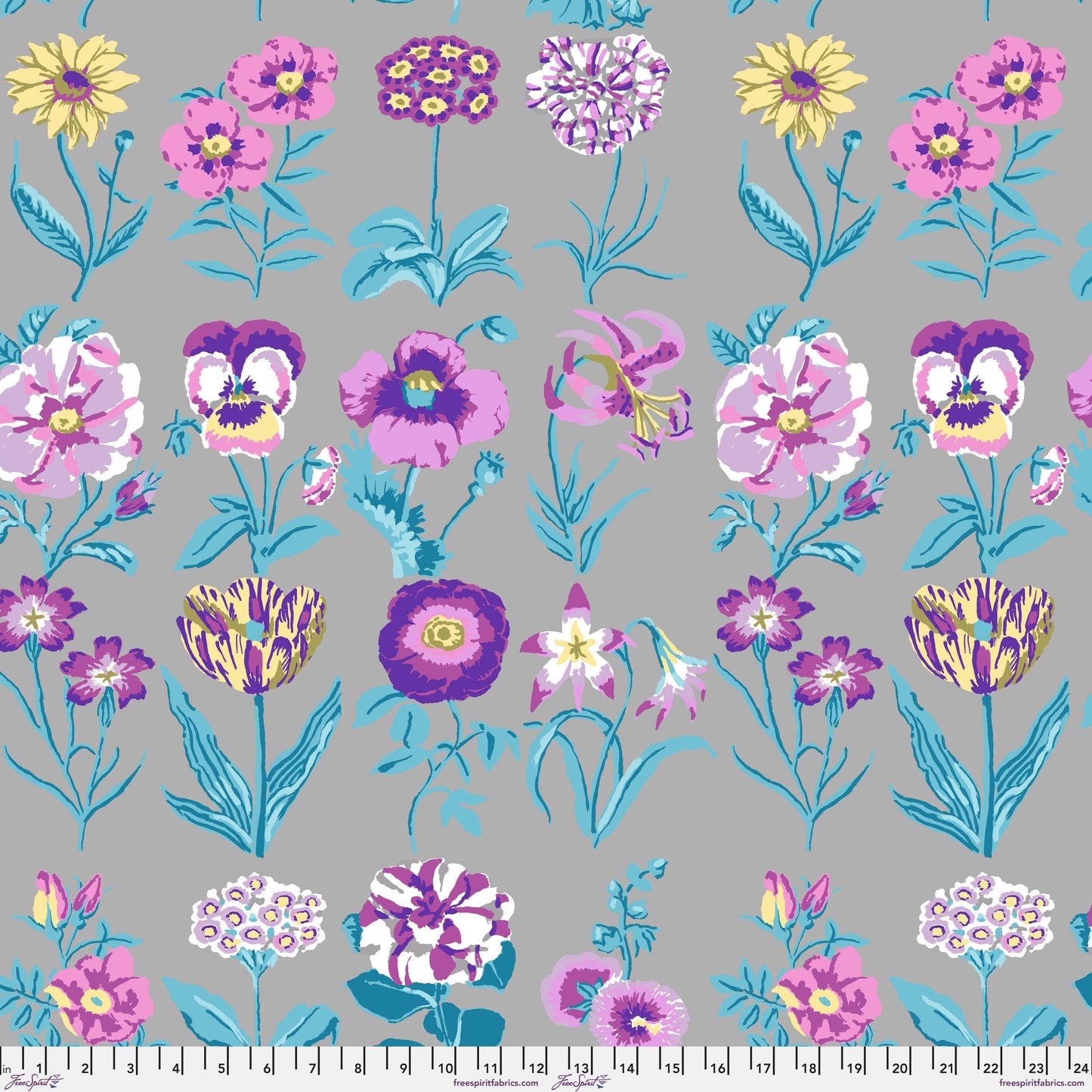 Flower Studies Grey Kaffe Fassett Collective February 2025 Fabric Fetish