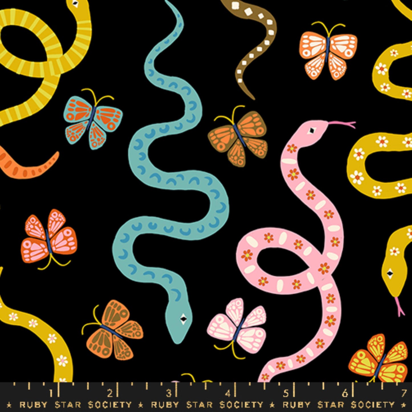 Garden Snake Black Ooh Lucky Lucky Alexia Abegg Ruby Star Society Fabric Moda Fabric Fetish