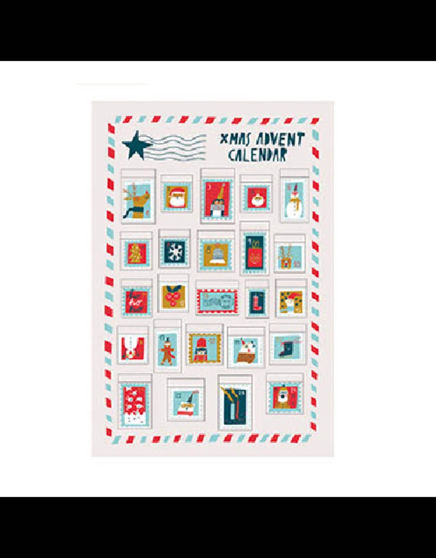 Christmas Stamp Advent Calendar Panel - Katia Canvas - Figo Fabrics