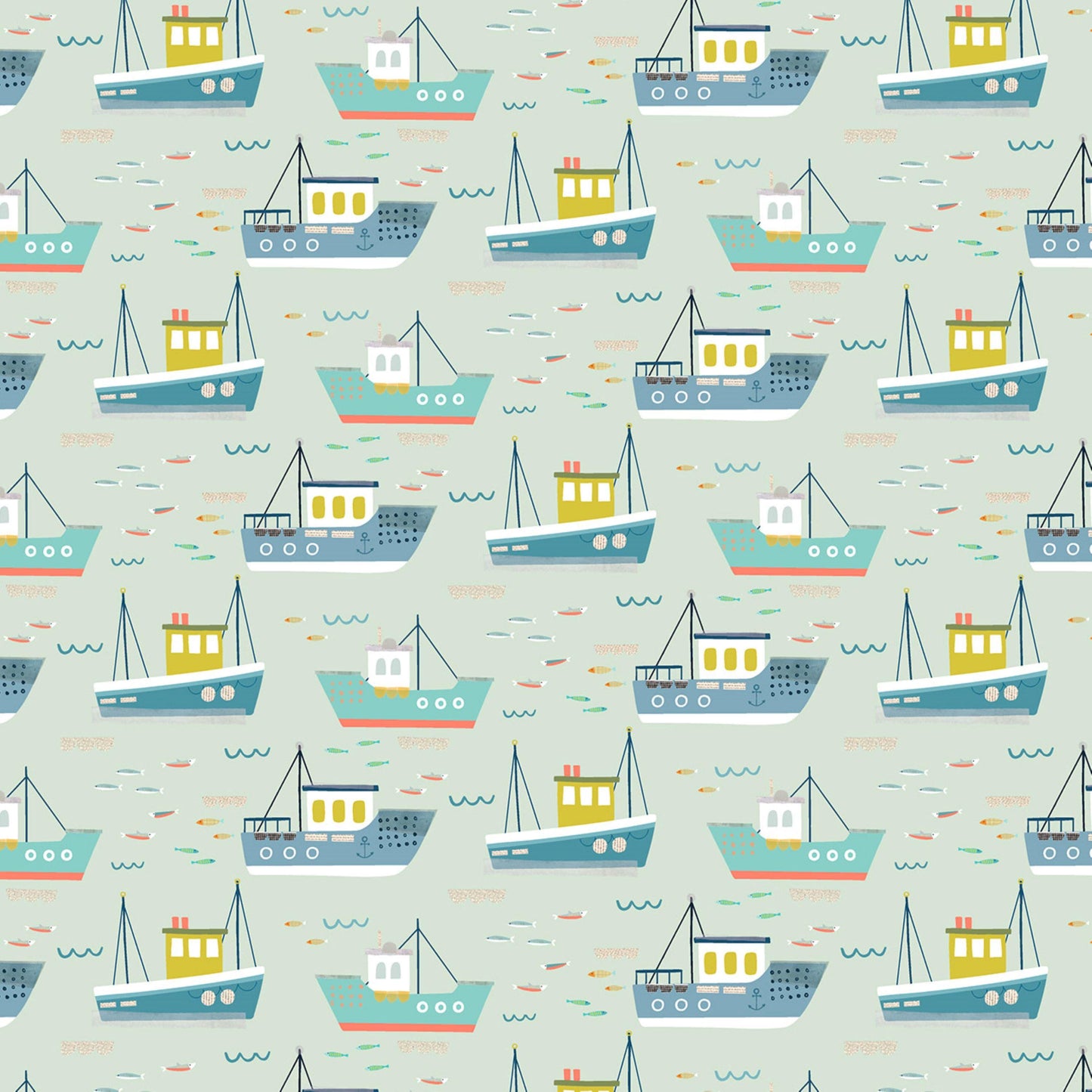 Fishing Boats Coast Sally Payne Dashwood Studio Fabric Fetish