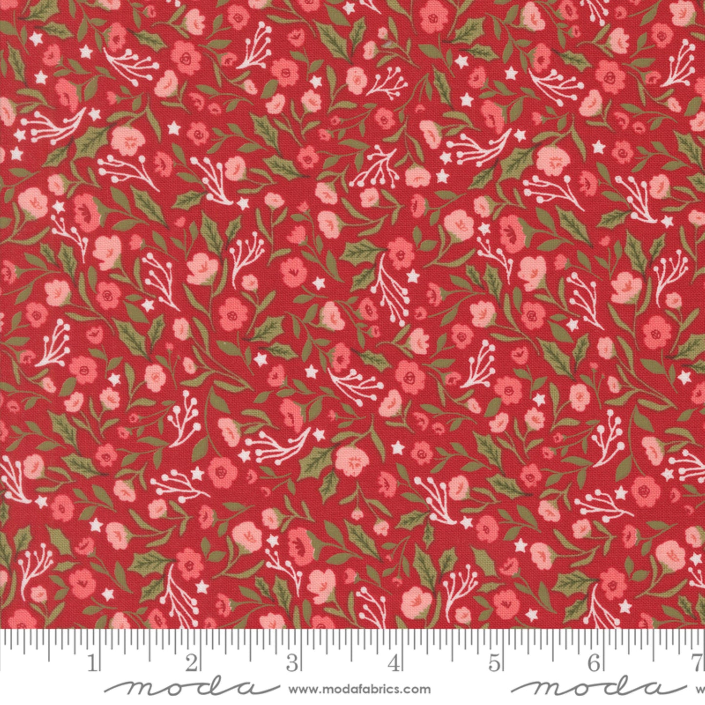 Christmas Posies Cranberry Berry and Pine Lella Boutique Fabric Fetish