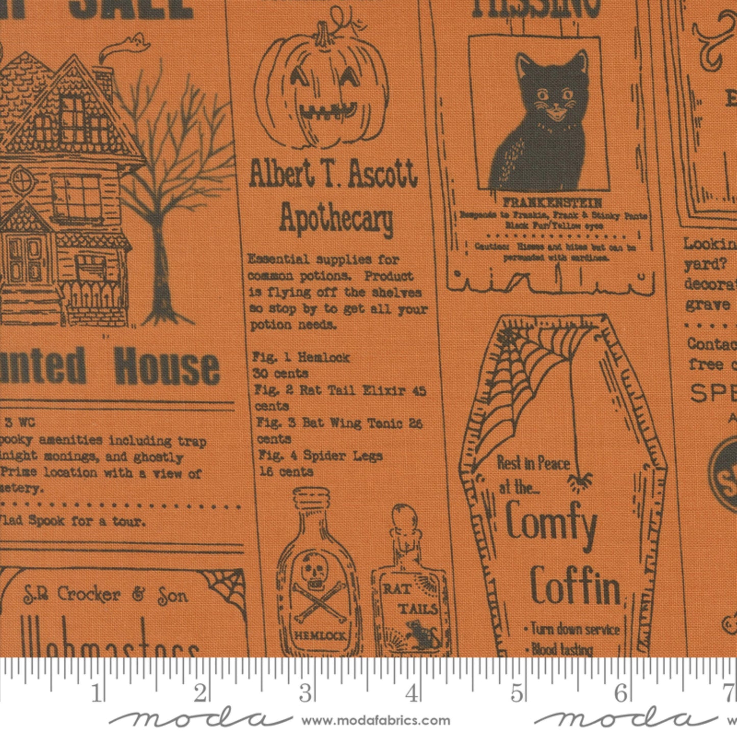 Vintage Newspaper Pumpkin Home Sweet Haunt Stacy Iest Hsu Moda Fabric Fetish